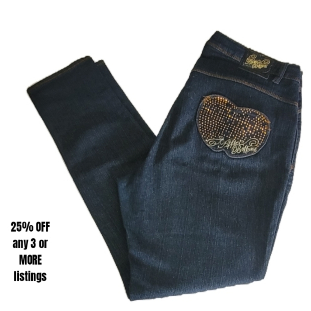 Apple Bottom Jeans Plus Size 16 Vintage Y2K Rhinestone Graphic Denim HTF Rare